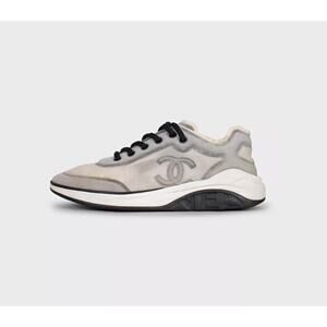 Chanel Grey Mesh Textile Sneakers - Size 39